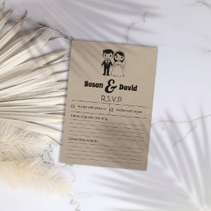 Noiva bonita e placa RSVP de grupo