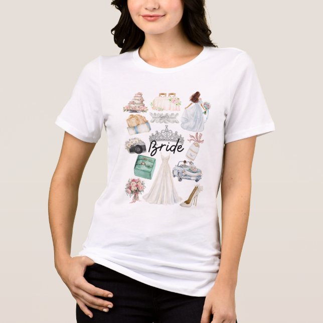 NOIVA com Imagens de Casamento em Aquarela Suave T (Frente)