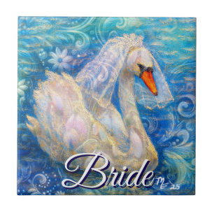 Noiva de Cisne c/Véu em Azul-Água Branca Personali