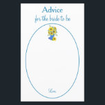 Noiva de Girassol Adorável para conselhos<br><div class="desc">Com uma bonita ilustração de girassol azul e amarelo,  esses cartões de conselhos para noiva apresentam um belo texto azul dentro de uma moldura circular azul e branca. Use os modelos para personalizar facilmente. Compre o seu hoje!

Design do convite: WeddingsbyRhoadie
Ilustração floral: AMBillustrations 
http://www.etsy.com/shop/AMBillustrations/</div>