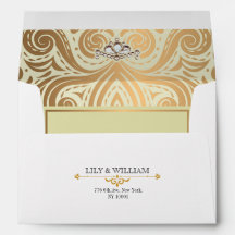 Noiva de Marfim Artdeco Elegante com Diamante e Ou