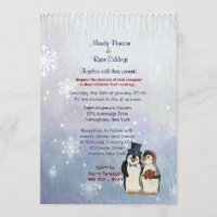 Noiva de Pinguim e Convite para Casamento de Groom