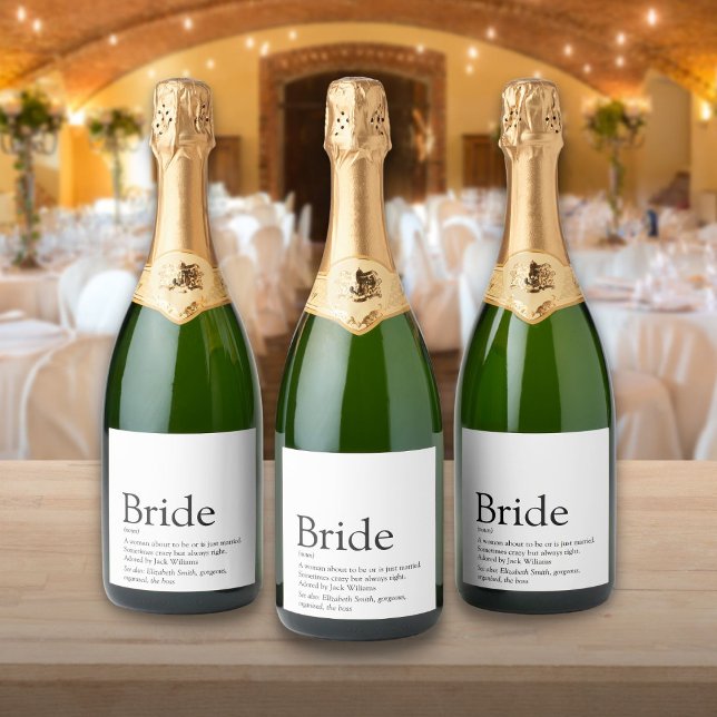 Noiva Definição, Chá de panela, Casamento (Bride Definition, Bridal Shower, Wedding Sparkling Wine Label)