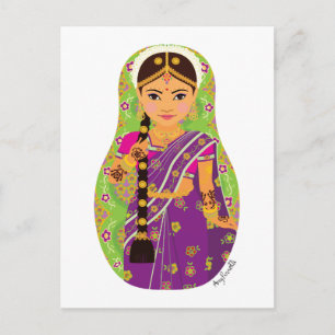 Noiva do Sul da Índia Matryoshka Cartão Postal