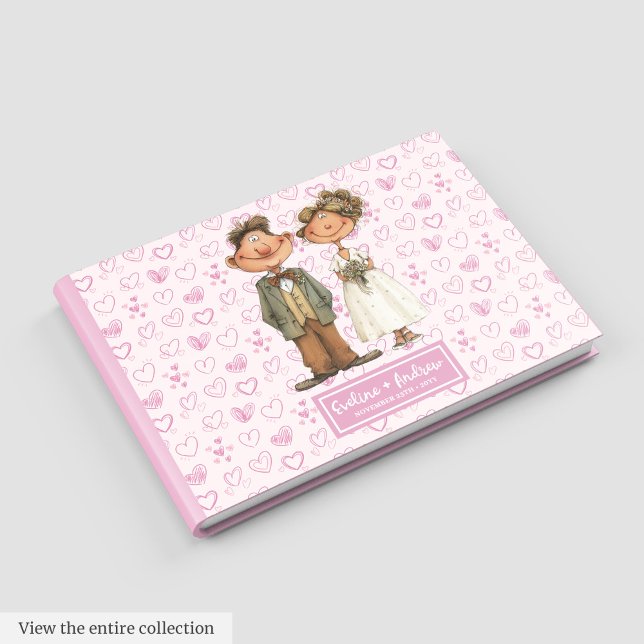 Noiva e livro de Convidado de Casamento Humor de N (Custom Funny Cartoon Wedding Couple Guest book)