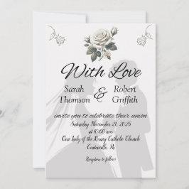 Noiva e noiva com convite para casamento de Rosas