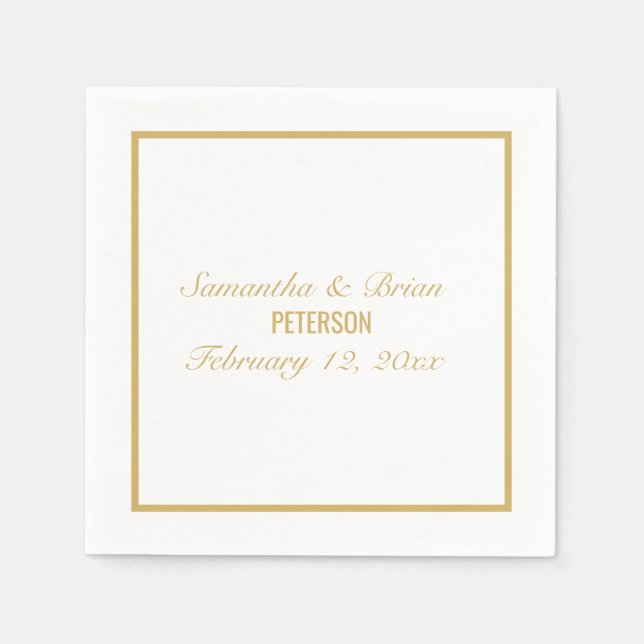 Noiva e noiva elegante guardanapo de ouro (Frente)