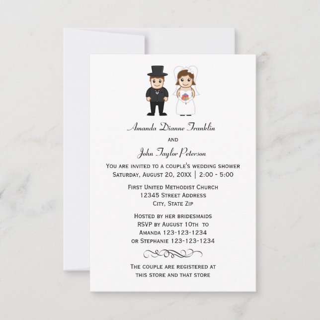 Noiva e noivo - Convite para Chá 3x5 (Frente)