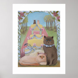 Noiva e Noivo Gatos Arte de Casamento Impressão