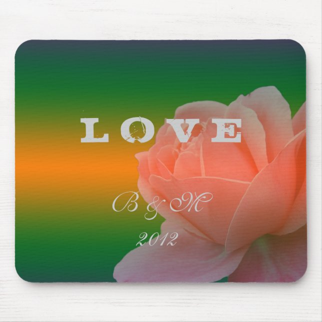 noiva e noivo mouse pad de casamento,flor rosa (Frente)