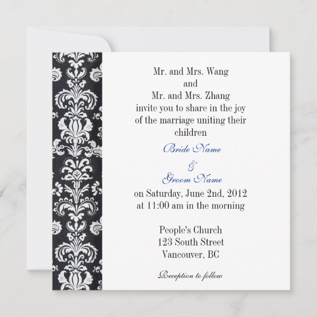 Noiva e pais do Groom, convite para casamento (Frente)