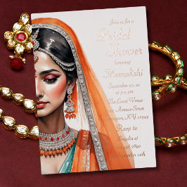 Noiva em Lehenga Choli Chuveiro Nupcial Étnico Ind