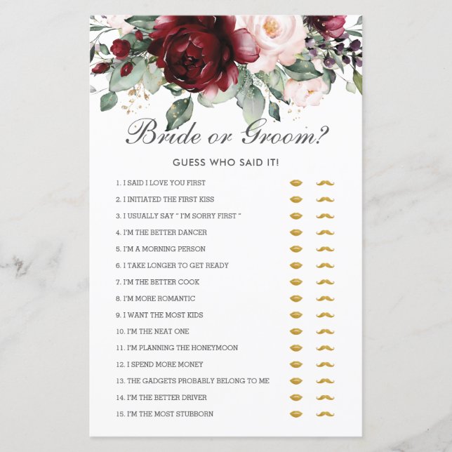 Noiva Floral Burgundy ou Adivinha Que Disse (Frente)