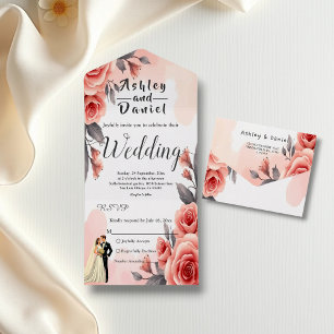 Noiva Floral e Casamento de Groom Cor de Água Rosa