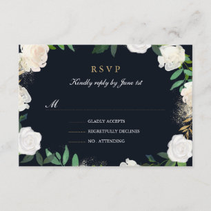 Noiva Floral Folha Rubor Azul Dourado RSVP