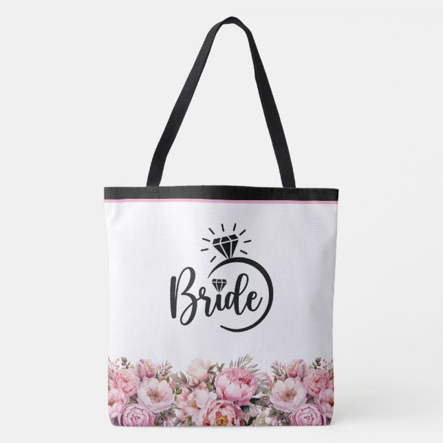 Noiva Floral Peonies Impressão Tote Bag (Frente)