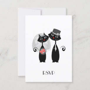 Noiva Fofoqueira Noivo Gatos Personalizados RSVP