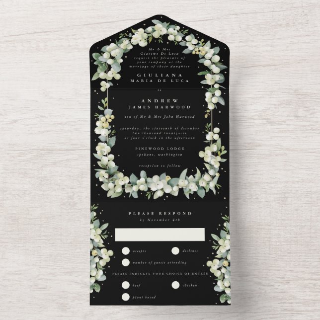Noiva Formal de Snowberry Preto + Eucalipto (Interno)
