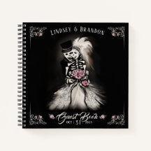 Noiva Groom Halloween Skeletons Casando Livro de C