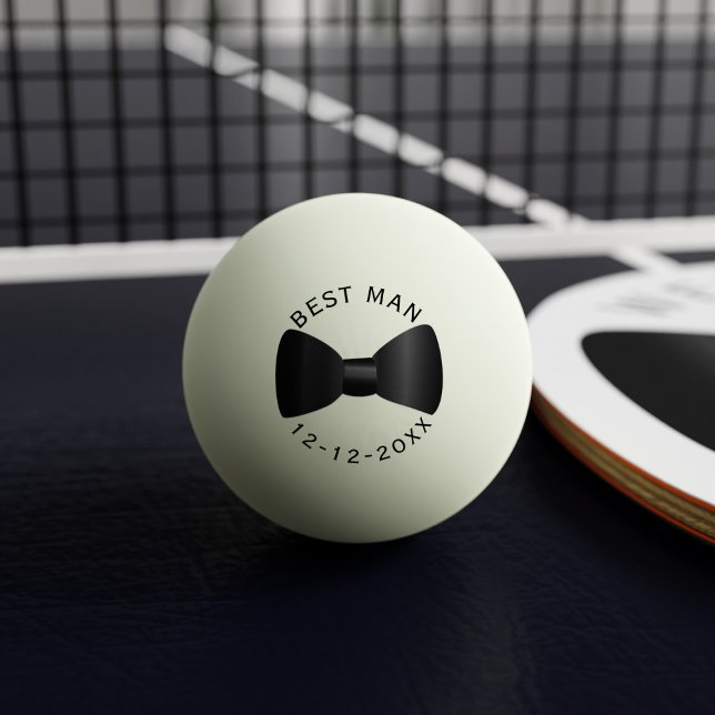 Noiva Laço Preto Gravata Melhor Homem Bola de Ping (Best glow in the dark ping pong ball for your Best Man. Just add your wedding date)
