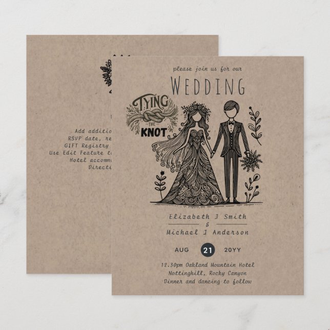 Noiva Noivo Desenho Animado Divertido Casamento De (Frente/Verso)