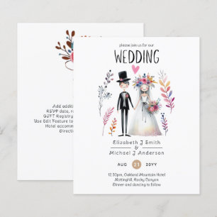 Noiva Noivo Desenho Animado Divertido Casamento De