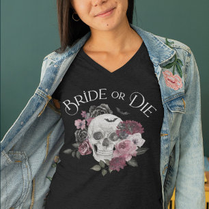 Noiva ou Morra Floral Skull Chic Bando de Noiva Gó