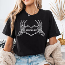 Noiva ou Morte Skeleton Heart Mãos Camisa Noiva