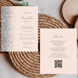 Noiva Rosa Bege Glitter Código QR Casamento
