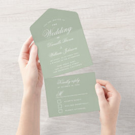 Noiva Sage Verde Script Caligrafia Elegante RSVP