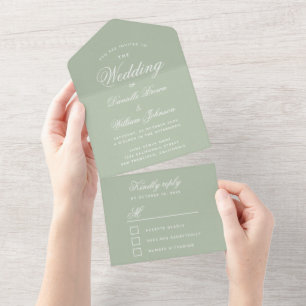 Noiva Sage Verde Script Caligrafia Elegante RSVP