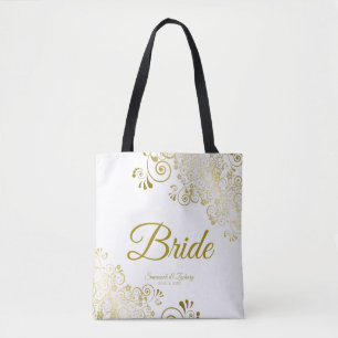 Noiva Simples Casamento Elegante Tote Bag Branco D