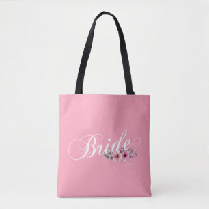 Noiva Simples Floral Caligrafia Bolsa Tote