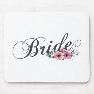 Noiva Simples Floral Caligrafia Mousepad