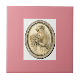 Noiva Vintage Azulejo Cerâmico Rosa
