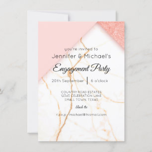 Noivado de mármore rosa moderno e Dourado