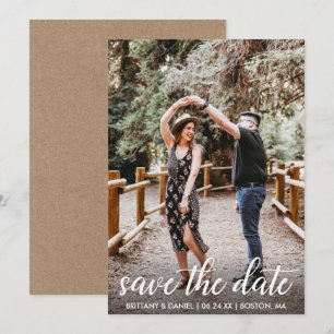 Noivado De Script Moderno Kraft Salve O Cartão De