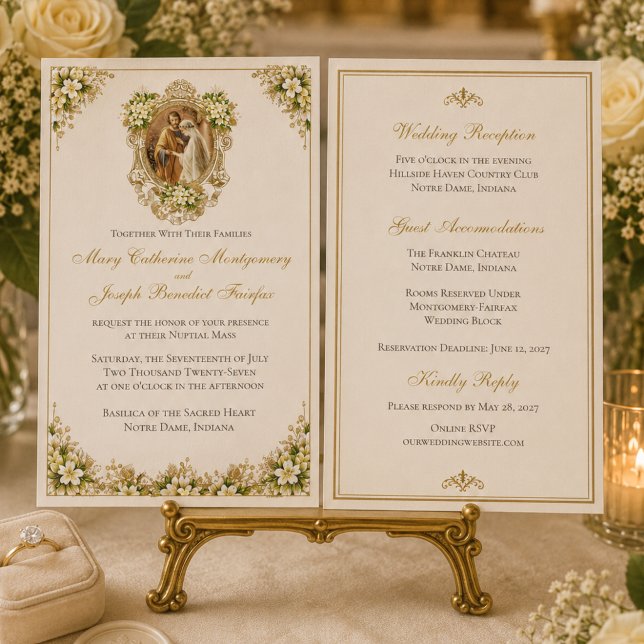 Noivado Elegante Convite de Casamento Católico Flo (Criador carregado)