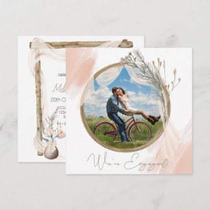 Noivado Floral Elegante Rosa Moderno Boho