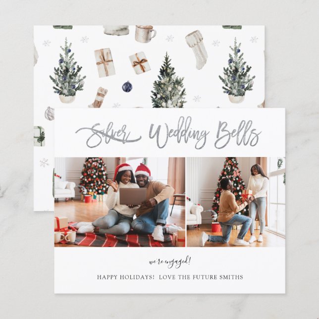 Noivado Multifoto de Bells de Casamento de Orçamen (Frente/Verso)