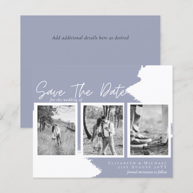 NOIVADO ORÇAMENTAL Foto SALVAR DATA DustyBlue (Frente/Verso)