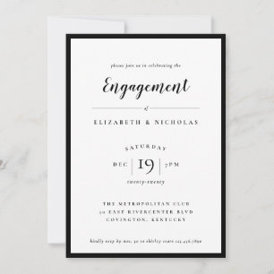 Noivado preto e branco da Elegance moderna convida