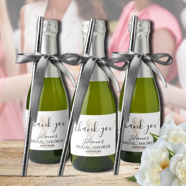 Noivas Pérolas & Prosecco Agradecimento (Pearls & Prosecco bridal shower thank you personalized mini champagne bottle labels)