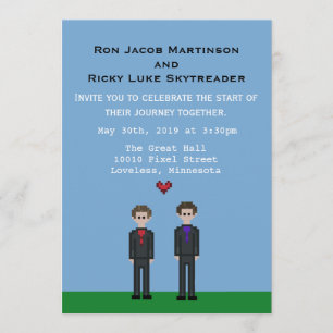 noivo do Gamer do pixel 8bit & convite de