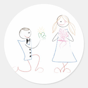 Noivo que propor às etiquetas do casamento da