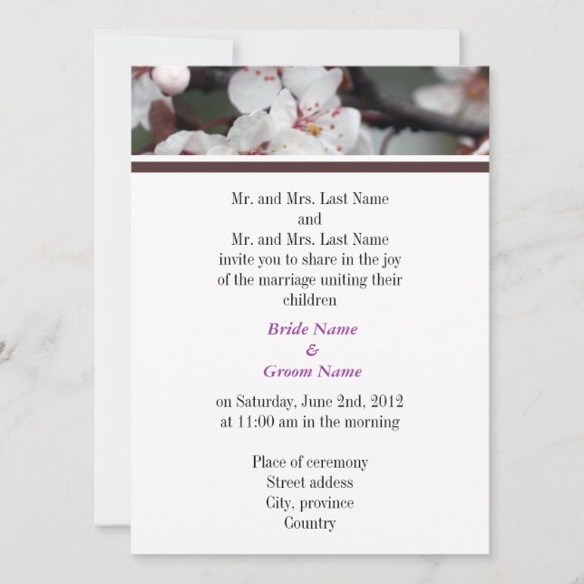 Noivos e pais dos noivos, convite de casamento (Frente)