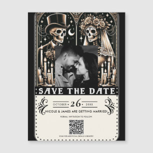 Noivos Esqueletos de Tarot Casamento Salve a Data