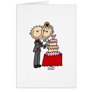 Noivos pelo cartão do bolo de casamento