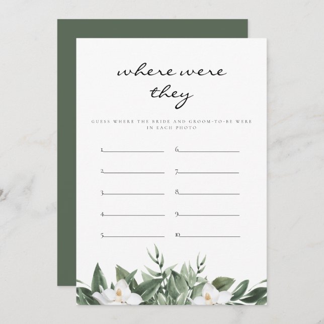 NOLA Onde Eles Estavam No Cartão De Jogo De Chá de (Frente/Verso)