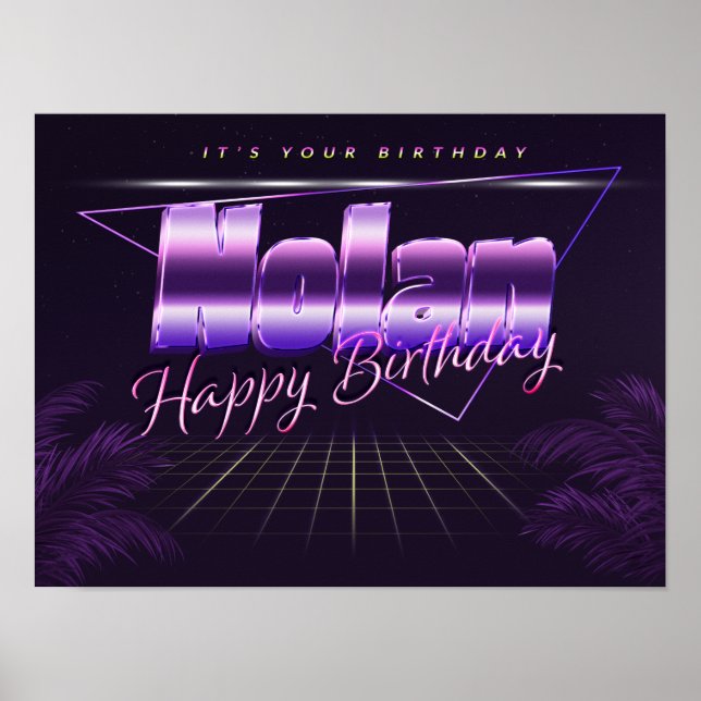 Nolan Name Vorname lila retro Poster Geburtstag (Frente)